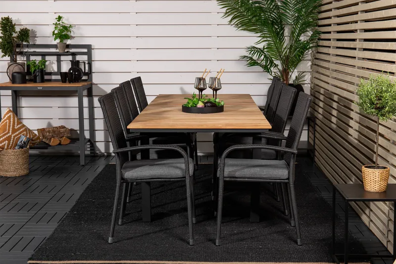 Mexico Förlängningsbar Matgrupp Utomhus 160-240cm + 8 Anna Stolar - Natur - Utemöbler - Utegrupp - Matgrupp utomhus