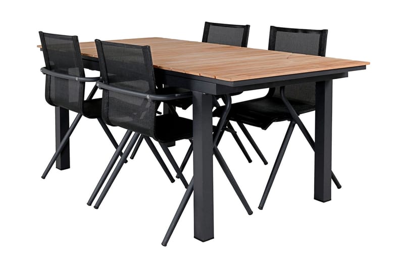 Mexico Förlängningsbar Matgrupp Utomhus 160cm + 4 Alina Stolar - Svart/Gul - Utemöbler - Utegrupp - Matgrupp utomhus