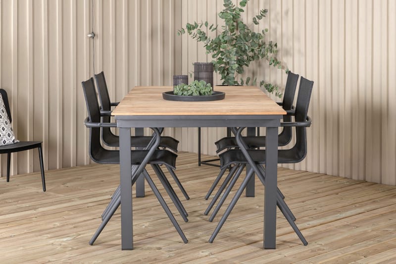 Mexico Förlängningsbar Matgrupp Utomhus 160cm + 4 Alina Stolar - Svart/Gul - Utemöbler - Utegrupp - Matgrupp utomhus