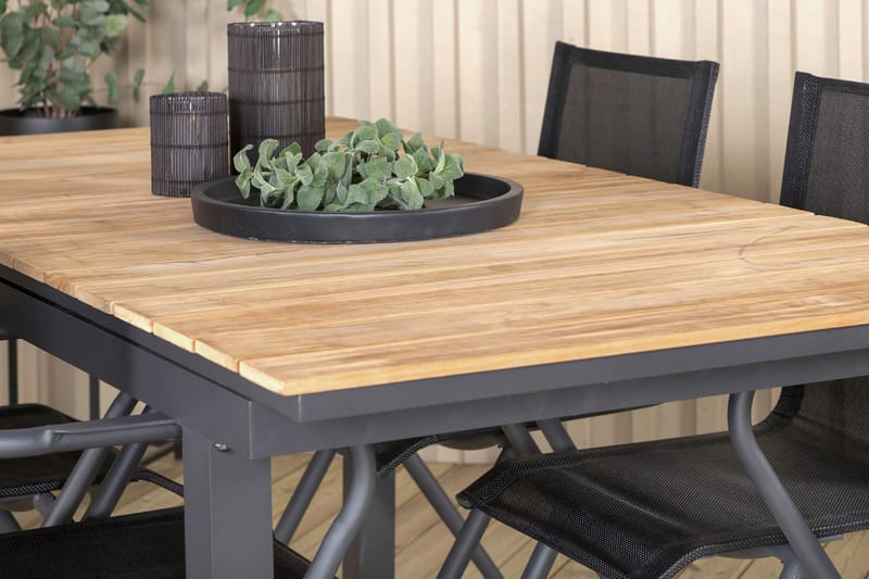 Mexico Förlängningsbar Matgrupp Utomhus 160cm + 4 Alina Stolar - Svart/Gul - Utemöbler - Utegrupp - Matgrupp utomhus