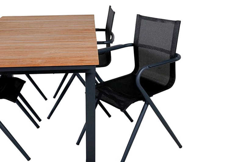 Mexico Förlängningsbar Matgrupp Utomhus 160cm + 4 Alina Stolar - Svart/Gul - Utemöbler - Utegrupp - Matgrupp utomhus