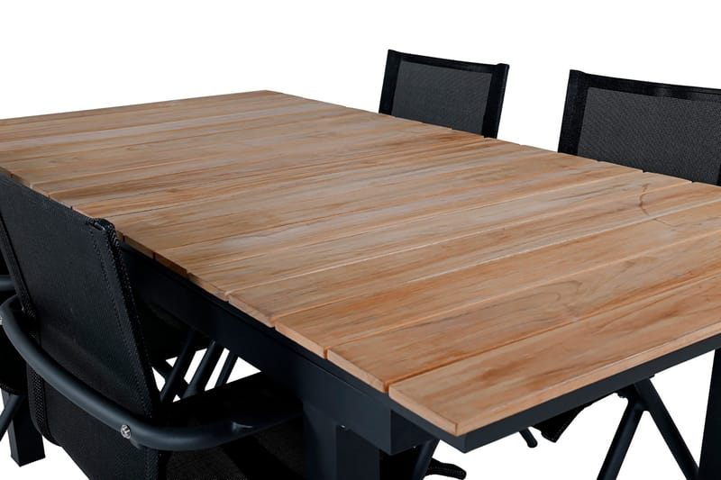 Mexico Förlängningsbar Matgrupp Utomhus 160cm + 4 Alina Stolar - Svart/Gul - Utemöbler - Utegrupp - Matgrupp utomhus