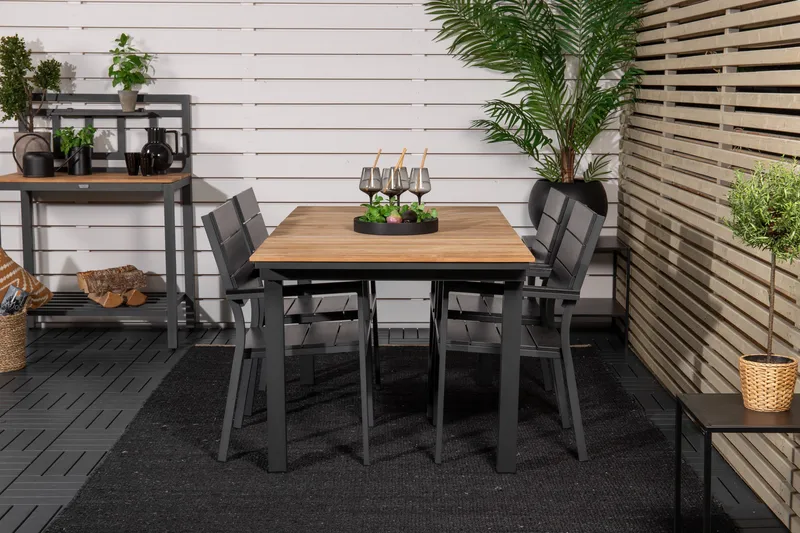 Mexico Förlängningsbar Matgrupp Utomhus 160cm + 4 Levels Stolar, Antracit