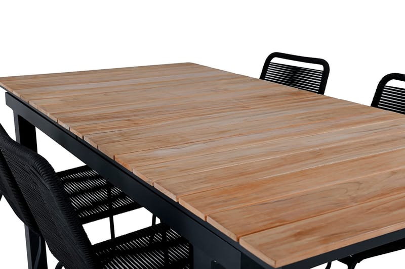 Mexico Förlängningsbar Matgrupp Utomhus 160cm + 4 Lindos Matstolar - Svart - Utemöbler - Utegrupp - Matgrupp utomhus