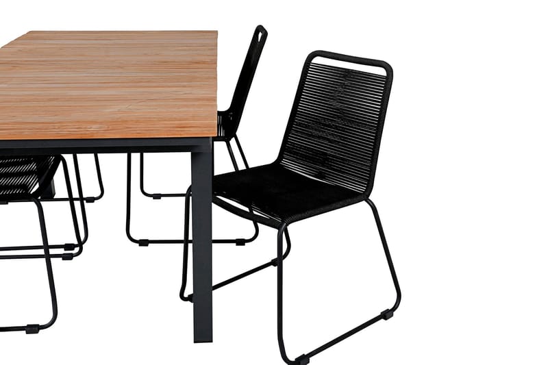 Mexico Förlängningsbar Matgrupp Utomhus 160cm + 4 Lindos Matstolar - Svart - Utemöbler - Utegrupp - Matgrupp utomhus