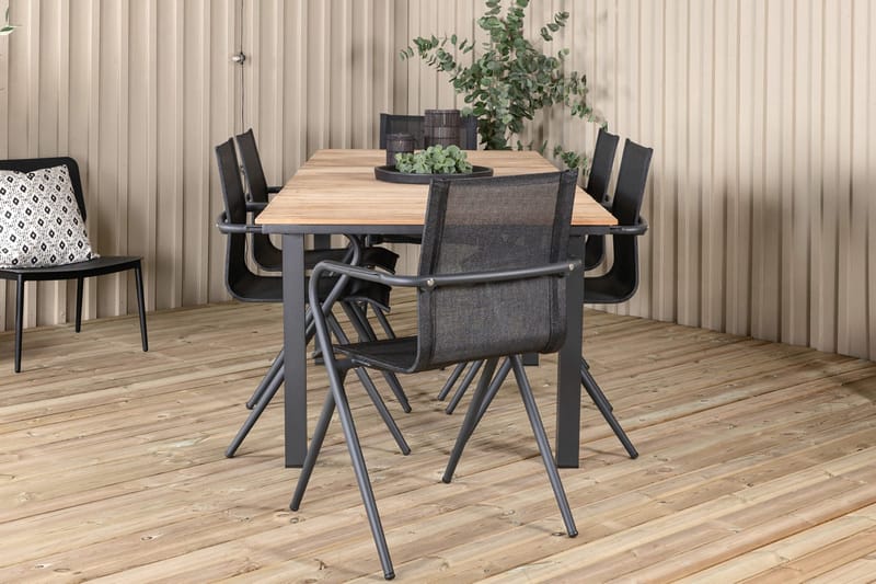 Mexico Förlängningsbar Matgrupp Utomhus 160cm + 6 Alina Stolar - Brun/Vit - Utemöbler - Utegrupp - Matgrupp utomhus