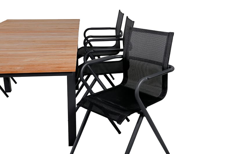 Mexico Förlängningsbar Matgrupp Utomhus 160cm + 6 Alina Stolar - Brun/Vit - Utemöbler - Utegrupp - Matgrupp utomhus