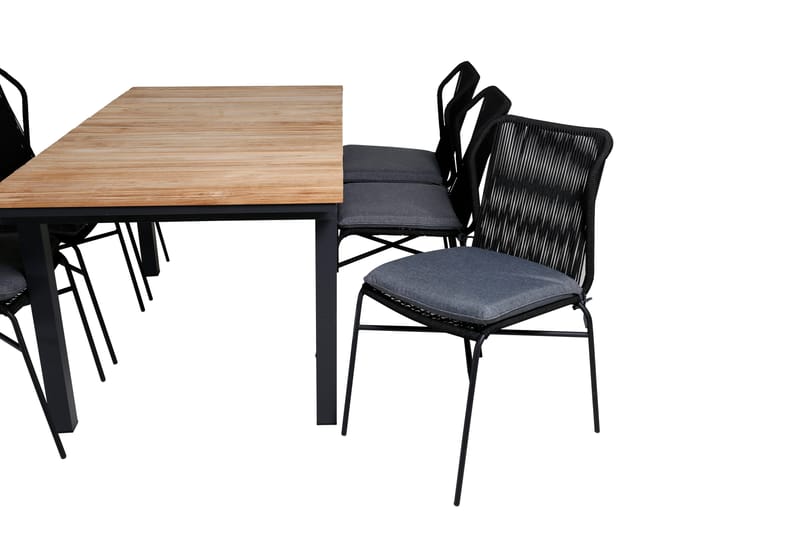 Mexico Förlängningsbar Matgrupp Utomhus 160cm + 6 Julian Stolar - Brun/Svart - Utemöbler - Utegrupp - Matgrupp utomhus