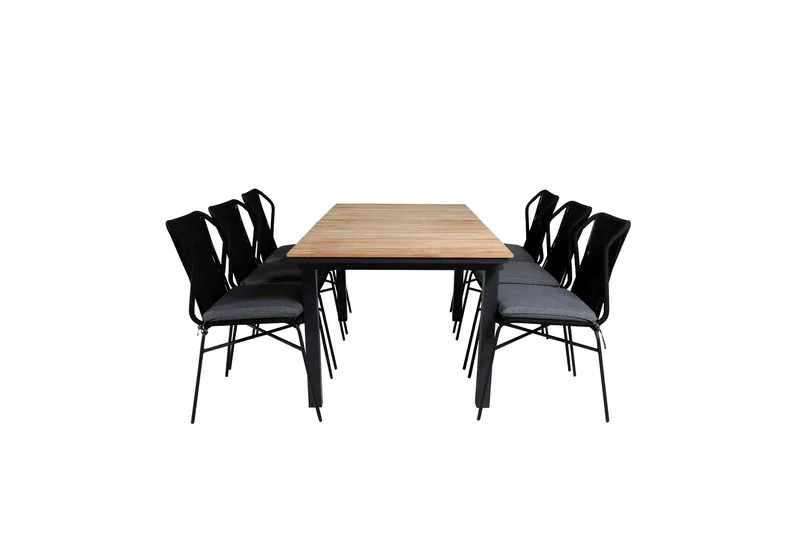 Mexico Förlängningsbar Matgrupp Utomhus 160cm + 6 Julian Stolar, Brun/Svart