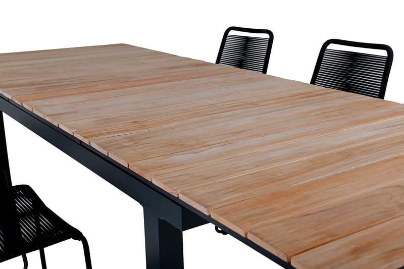 Mexico Förlängningsbar Matgrupp Utomhus 160cm + 6 Lindos Matstolar - Svart - Utemöbler - Utegrupp - Matgrupp utomhus