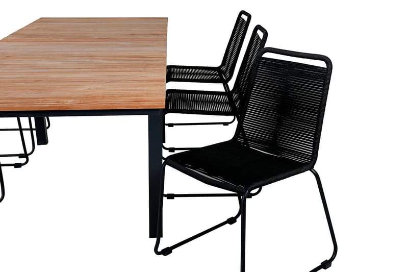 Mexico Förlängningsbar Matgrupp Utomhus 160cm + 6 Lindos Matstolar - Svart - Utemöbler - Utegrupp - Matgrupp utomhus