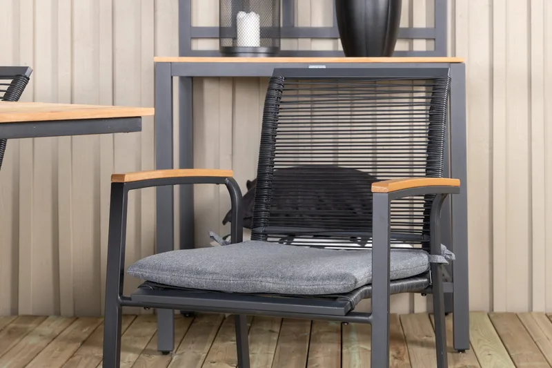 Mexico Förlängningsbar Matgrupp Utomhus 160cm + 8 Dallas Stolar - Brun/Svart - Utemöbler - Utegrupp - Matgrupp utomhus