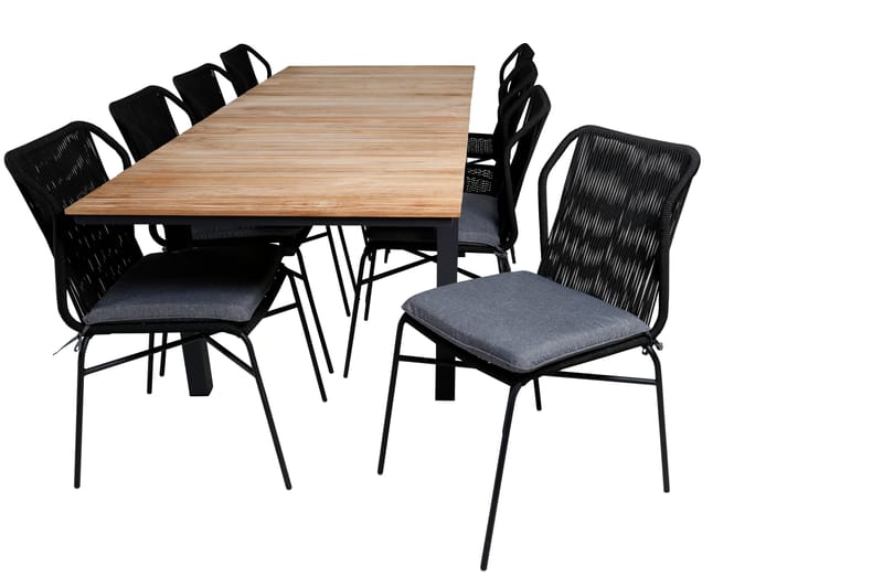 Mexico Förlängningsbar Matgrupp Utomhus 160cm + 8 Julian Stolar - Brun/Svart - Utemöbler - Utegrupp - Matgrupp utomhus