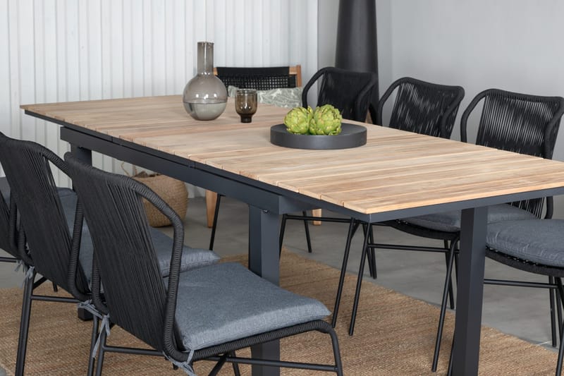 Mexico Förlängningsbar Matgrupp Utomhus 160cm + 8 Julian Stolar - Brun/Svart - Utemöbler - Utegrupp - Matgrupp utomhus