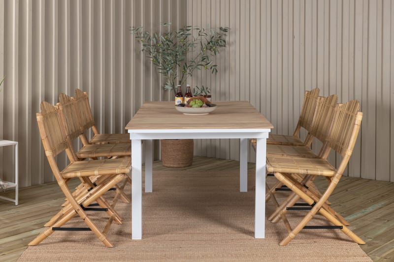 Mexico Förlängningsbar Matgrupp Utomhus 180-240cm + 6 Cane Stolar - Svart - Utemöbler - Utegrupp - Matgrupp utomhus