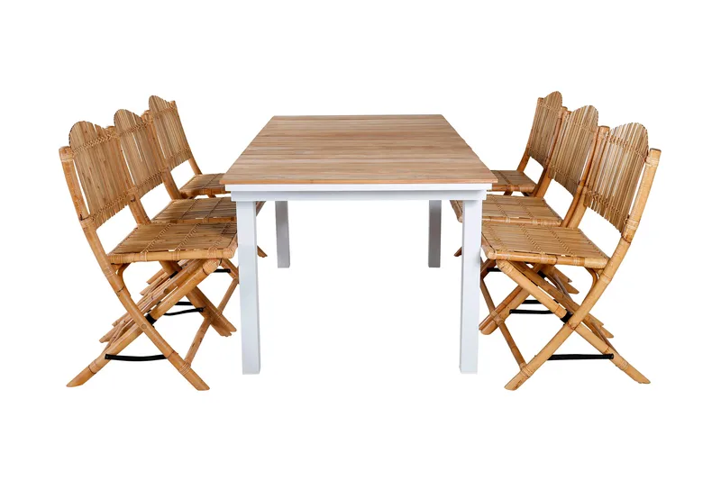 Mexico Förlängningsbar Matgrupp Utomhus 180-240cm + 6 Cane Stolar, Svart