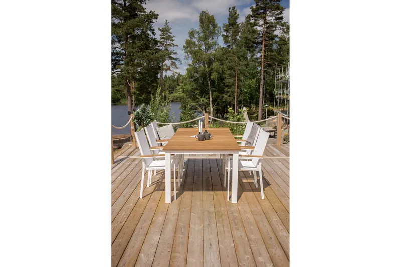 Mexico Matgrupp 200cm + 6 Texas Karmstolar Svart/Grå - Svart/Grå - Utemöbler - Utegrupp - Matgrupp utomhus