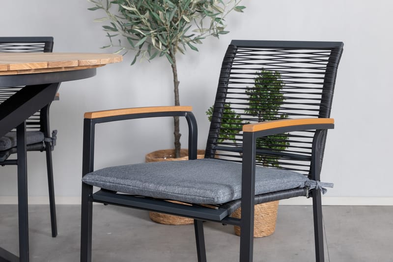 Mexico Matgrupp Utomhus Rund Ø140cm + 4 Dallas Matstolar - Svart - Utemöbler - Utegrupp - Matgrupp utomhus