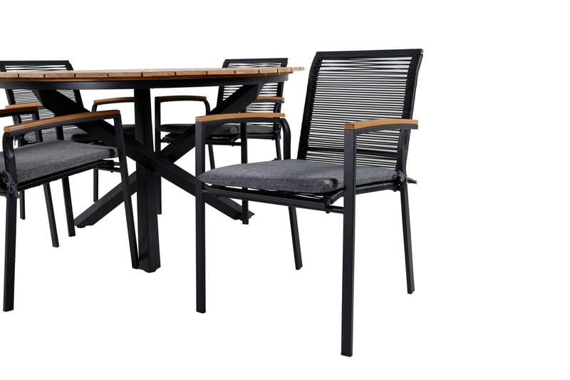 Mexico Matgrupp Utomhus Rund Ø140cm + 4 Dallas Matstolar - Svart - Utemöbler - Utegrupp - Matgrupp utomhus