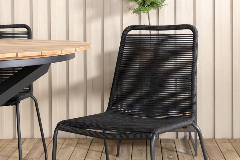 Mexico Matgrupp Utomhus Rund Ø140cm + 4 Lindos Stolar - Svart/Gul - Utemöbler - Utegrupp - Matgrupp utomhus