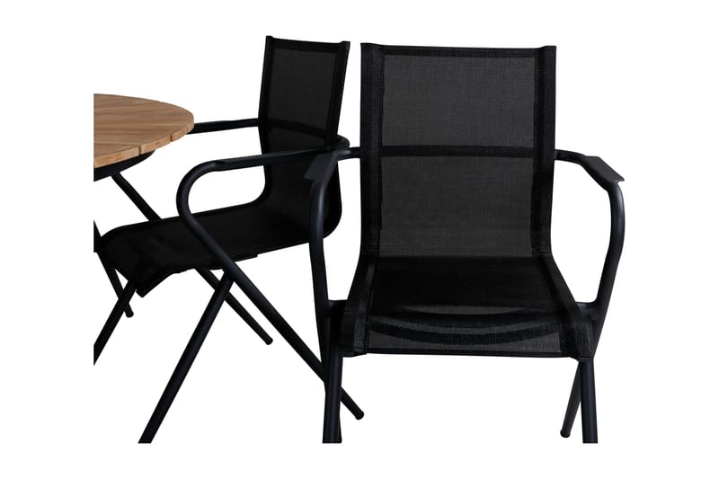 Mexico Matgrupp Utomhus Rund Ø140cm + 6 Alina Matstolar - Svart/Natur - Utemöbler - Utegrupp - Matgrupp utomhus