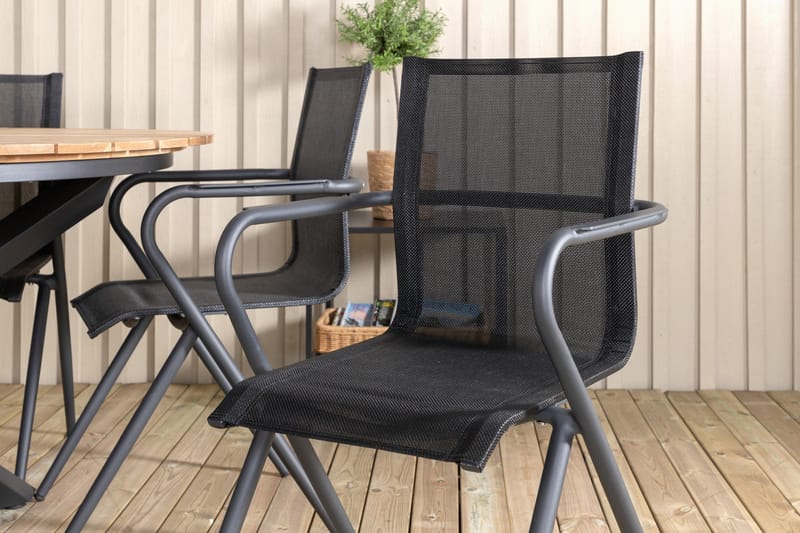 Mexico Matgrupp Utomhus Rund Ø140cm + 6 Alina Matstolar - Svart/Natur - Utemöbler - Utegrupp - Matgrupp utomhus