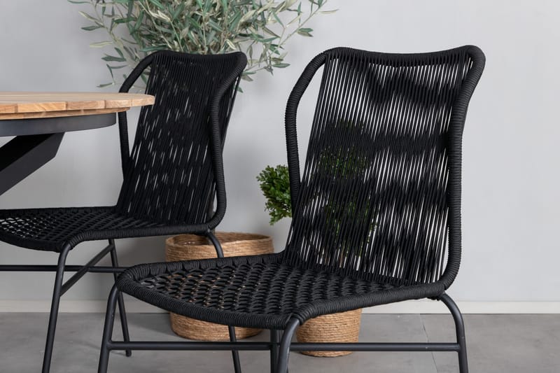 Mexico Matgrupp Utomhus Rund Ø140cm + 6 Julian Matstolar - Brun/Svart - Utemöbler - Utegrupp - Matgrupp utomhus