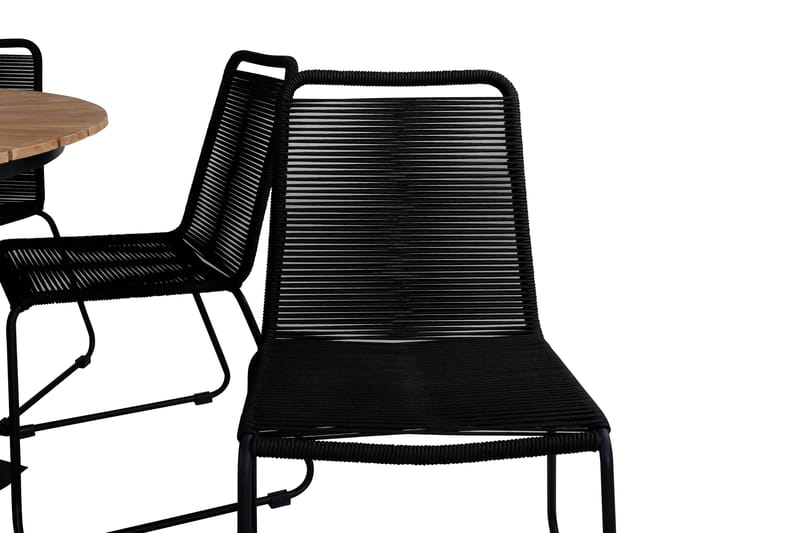 Mexico Matgrupp Utomhus Rund Ø140cm + 6 Lindos Stapelbara Matstolar - Svart - Utemöbler - Utegrupp - Matgrupp utomhus