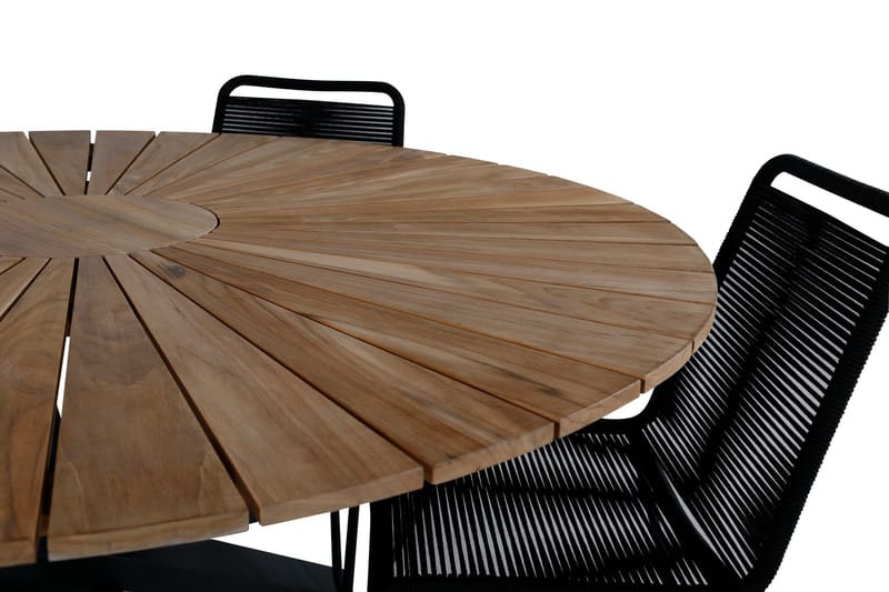 Mexico Matgrupp Utomhus Rund Ø140cm + 4 Lindos Stolar - Svart/Gul - Utemöbler - Utegrupp - Matgrupp utomhus