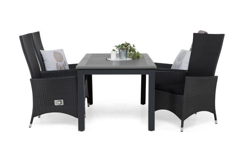 Monaco Matgrupp 152-210 + 4 Jenny Ställbar Fåtölj m Dyna - Svart - Utemöbler - Utegrupp - Matgrupp utomhus