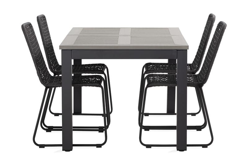 Monaco Matgrupp 152-210 cm + 4 Hilltorp Matstol - Svart - Utemöbler - Utegrupp - Matgrupp utomhus