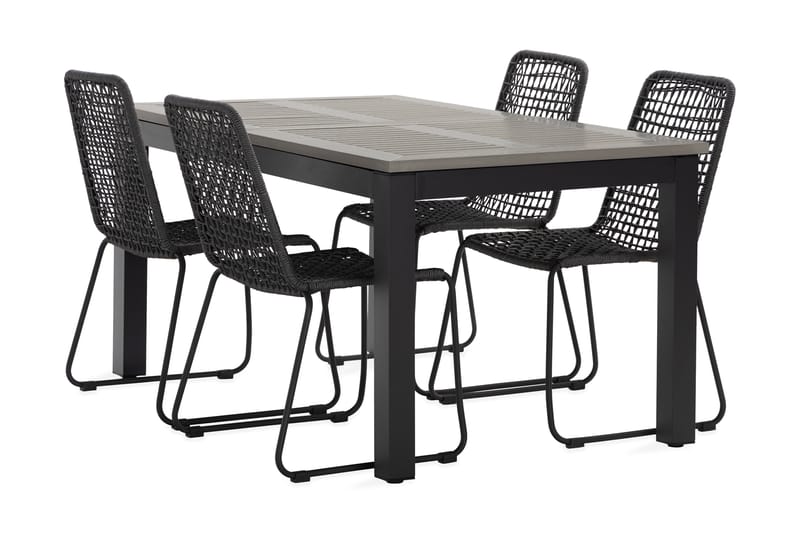 Monaco Matgrupp 152-210 cm + 4 Hilltorp Matstol - Svart - Utemöbler - Utegrupp - Matgrupp utomhus