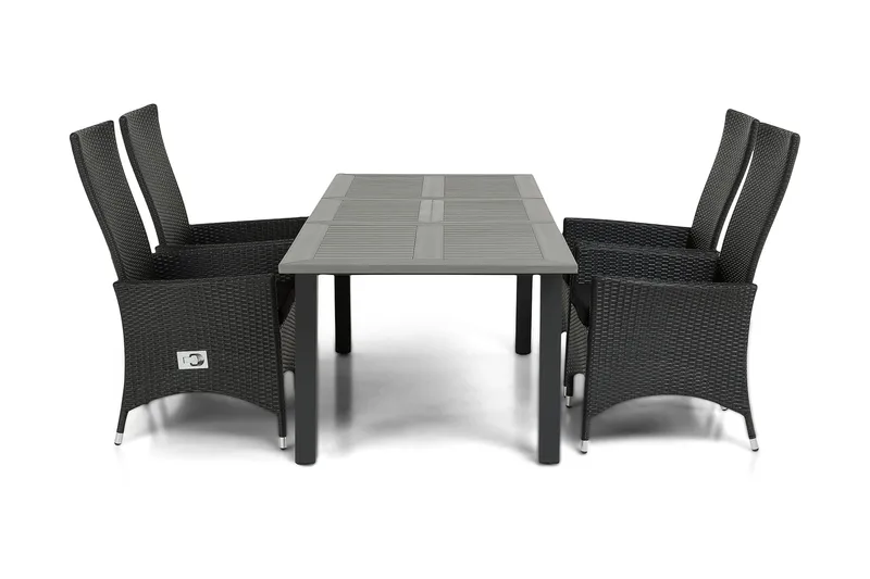 Monaco Matgrupp Utomhus 152-210 + 4 Jenny Ställbar Fåtölj, Svart