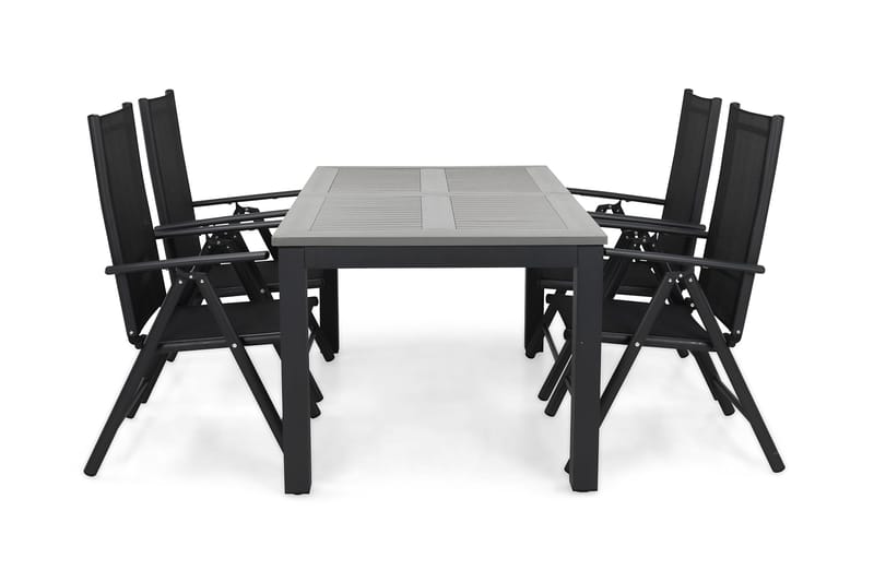 Monaco Matgrupp Utomhus 152-210 + 4 Maggie Positionsstol, Svart