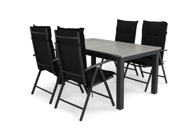 Monaco Matgrupp Utomhus 152-210x90 + 4 Maggie Positionsstol m Dyna - Svart - Utemöbler - Utegrupp - Matgrupp utomhus