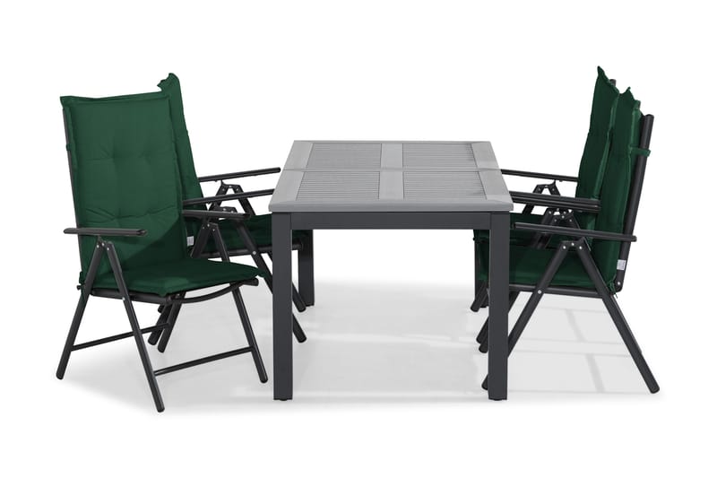 Monaco Matgrupp Utomhus 152-210x90 + 4 Maggie Positionsstol m Dyna - Svart/Grön - Utemöbler - Utegrupp - Matgrupp utomhus