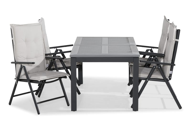 Monaco Matgrupp Utomhus 152-210x90 + 4 Maggie Positionsstol m Dyna - Svart/Offwhite - Utemöbler - Utegrupp - Matgrupp utomhus