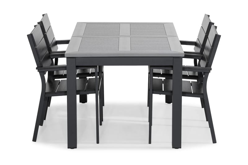 Monaco Matgrupp Utomhus 152-210x90 + 4 Tunis Stapelstol - Svart - Utemöbler - Utegrupp - Matgrupp utomhus