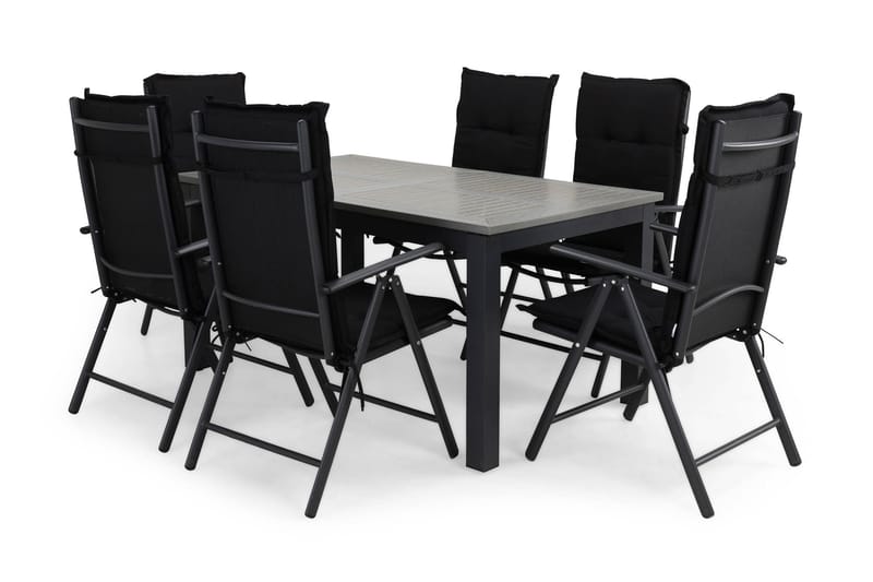 Monaco Matgrupp Utomhus 152-210x90 + 6 Maggie Positionsstol m Dyna, Svart