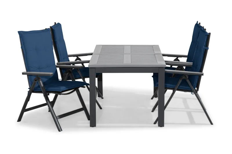 Monaco Matgrupp Utomhus 152-210x90+4 Monaco Light Positionsstol Dyna, Svart/Grå/Blå