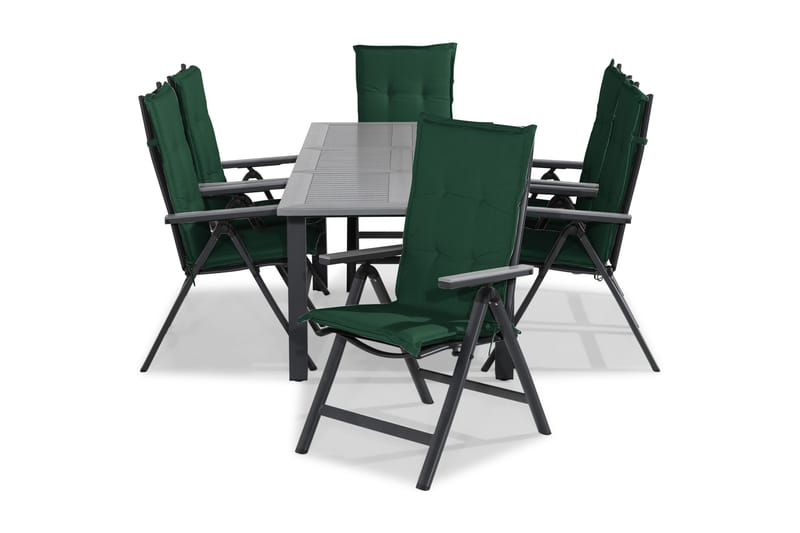 Monaco Matgrupp Utomhus 152-210x90+6 Monaco Light Positionsstol Dyna, Svart/Grå/Grön