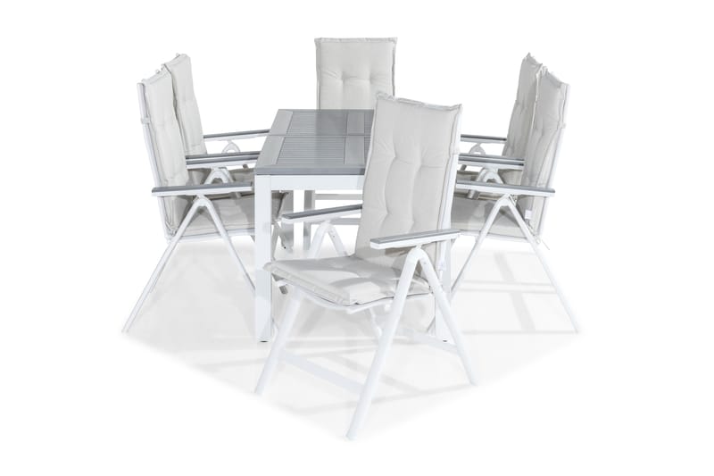 Monaco Matgrupp Utomhus 152-210x90+6 Monaco Light Positionsstol Dyna - Vit/Grå/Offwhite - Utemöbler - Utegrupp - Matgrupp utomhus