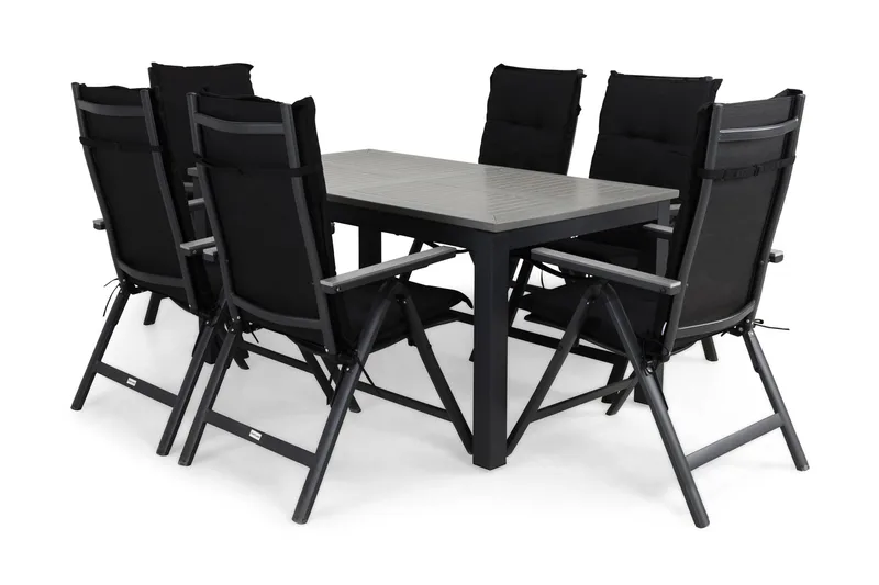 Monaco Matgrupp Utomhus 152-210x90+6 Monaco Light Positionsstol Dyna, Svart/Grå