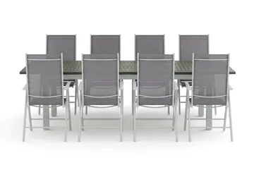 Monaco utomhus matgrupp förlängningsbart 210/310x90 med 8 Maggie positionsstolar - Vit/Grå - Utemöbler - Utegrupp - Matgrupp utomhus