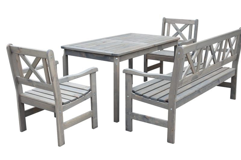 Olivo Matgrupp Utomhus + 2 Utestolar + Bänk Utomhus - Grå - Utemöbler - Utegrupp - Matgrupp utomhus