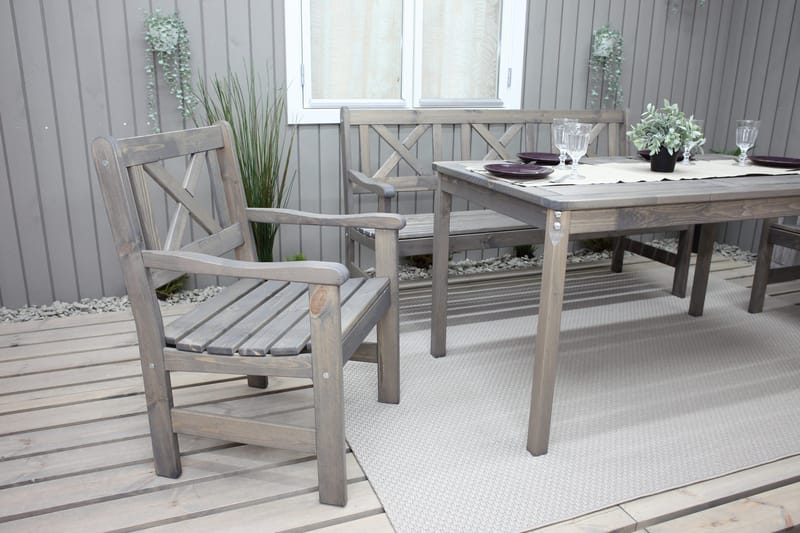 Olivo Matgrupp Utomhus + 2 Utestolar + Bänk Utomhus - Grå - Utemöbler - Utegrupp - Matgrupp utomhus