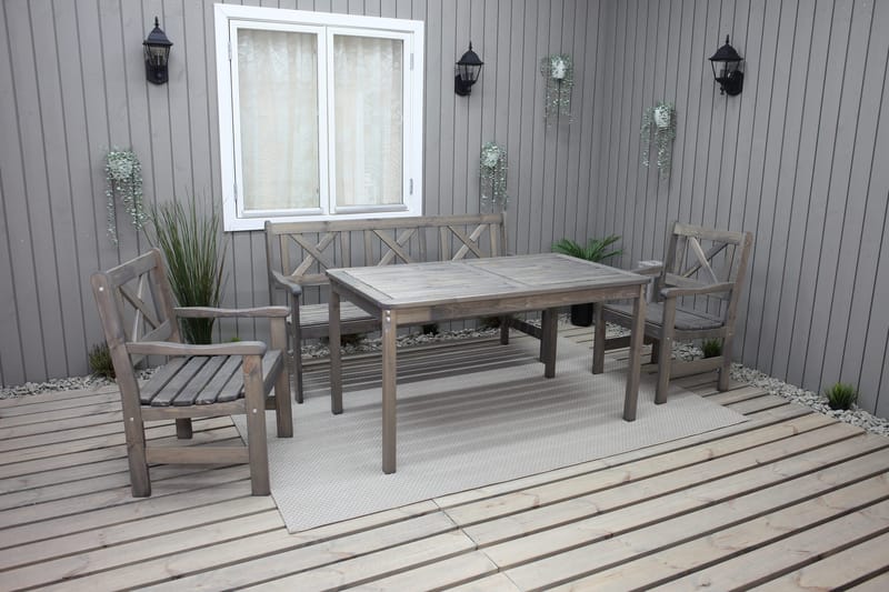 Olivo Matgrupp Utomhus + 2 Utestolar + Bänk Utomhus - Grå - Utemöbler - Utegrupp - Matgrupp utomhus