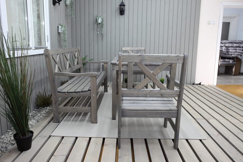 Olivo Matgrupp Utomhus + 2 Utestolar + Bänk Utomhus - Grå - Utemöbler - Utegrupp - Matgrupp utomhus