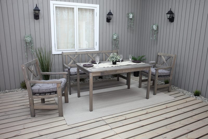 Olivo Matgrupp Utomhus + 2 Utestolar + Bänk Utomhus - Grå - Utemöbler - Utegrupp - Matgrupp utomhus