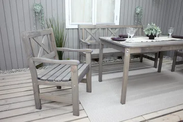 Olivo Matgrupp Utomhus + 2 Utestolar + Bänk Utomhus - Grå - Utemöbler - Utegrupp - Matgrupp utomhus